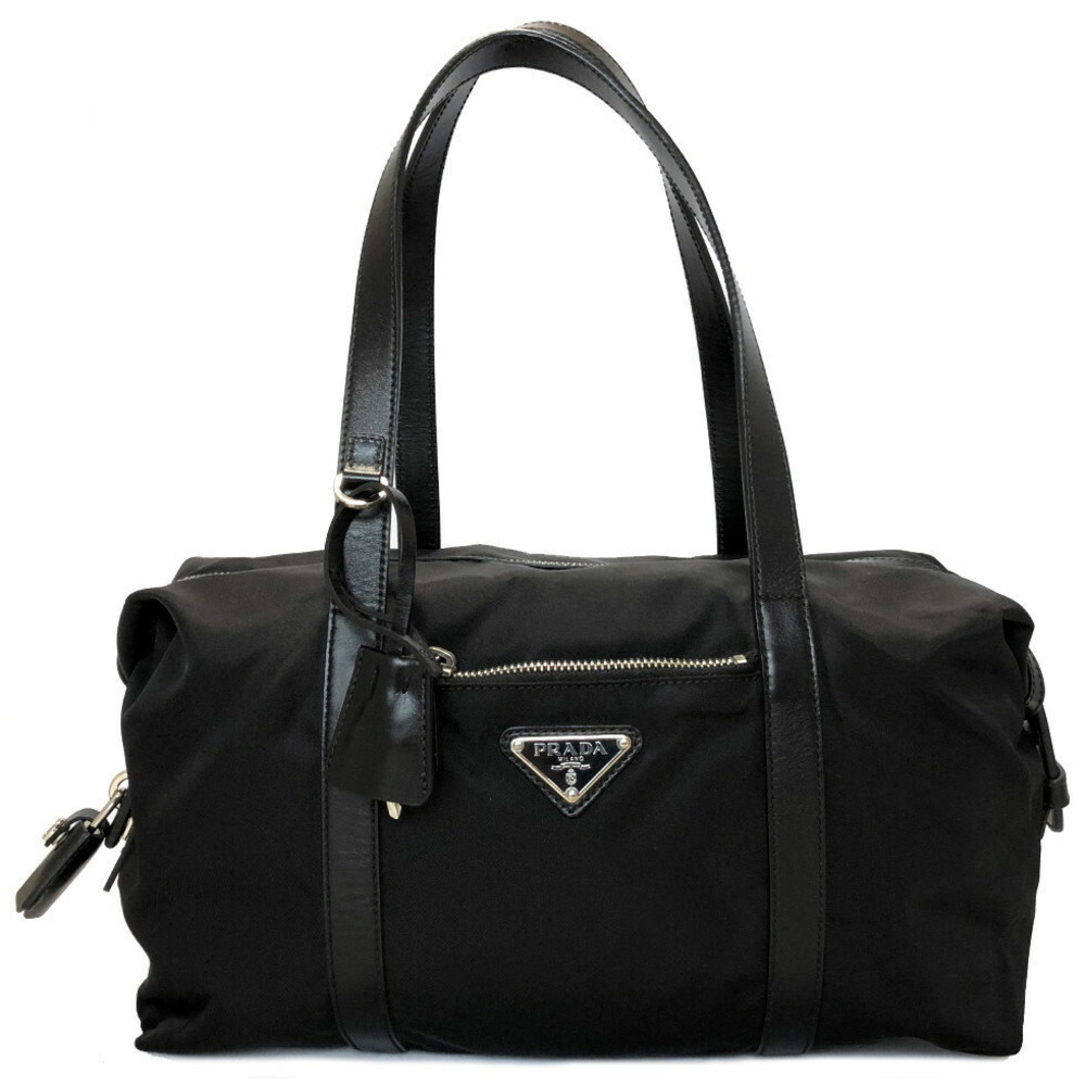 Prada Triangular Tote Key Black Mini Handbag Plat… - image 1